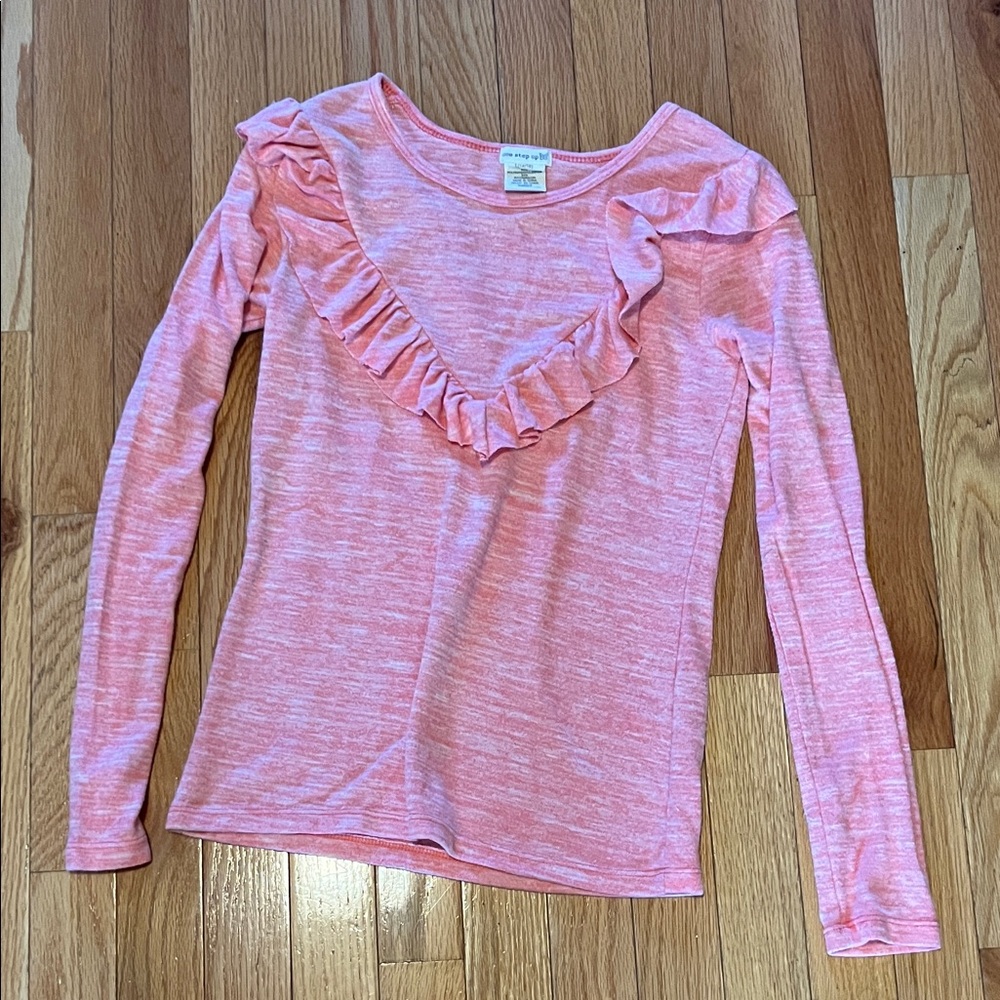 Pink Ruffle Long Sleeve Tee